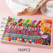780件套女孩发饰套装 - 发夹、发圈、发带、发饰，可爱日常发型配件，礼盒装 - 彩色 - 查看 4