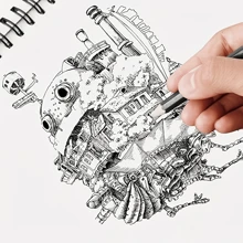 1入組素描本A4尺寸21.6cmX繪圖紙墊帶超厚&光滑表面,適用於藝術繪畫和素描 - 彩色 - 查看 4