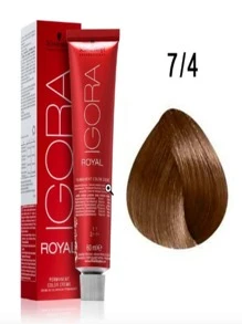 SCHWARZKOPF PROFESSIONAL TINTE 7-4 IGORA ROYAL 60 ML - Rojo - Ver 2