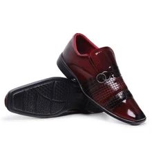 Sapato Social Masculino Preto Verniz de Couro Sintético - Vinho - Visão 3