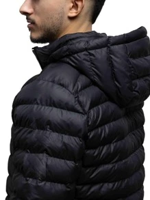 Chamarra Ligera Con Capucha para Hombre - Negro - Ver 5