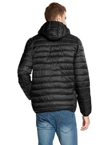 Chamarra Ligera Con Capucha para Hombre - Negro - Ver 3