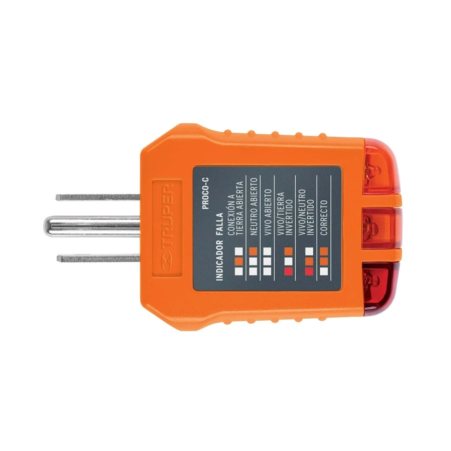 Outlet Tester, AC, Truper PROCO-C 17241 - Orange - View 1