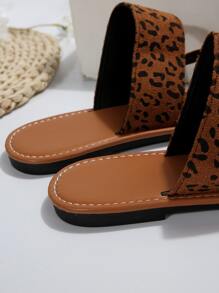 女士黑色平底拖鞋 - 棕色 - 查看 7