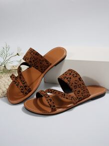 女士黑色平底拖鞋 - 棕色 - 查看 4