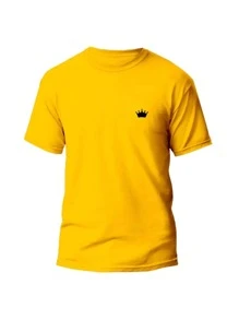 Camiseta Masculina Estampada Coroa Malha 30.1 - Amarelo - Visão 1