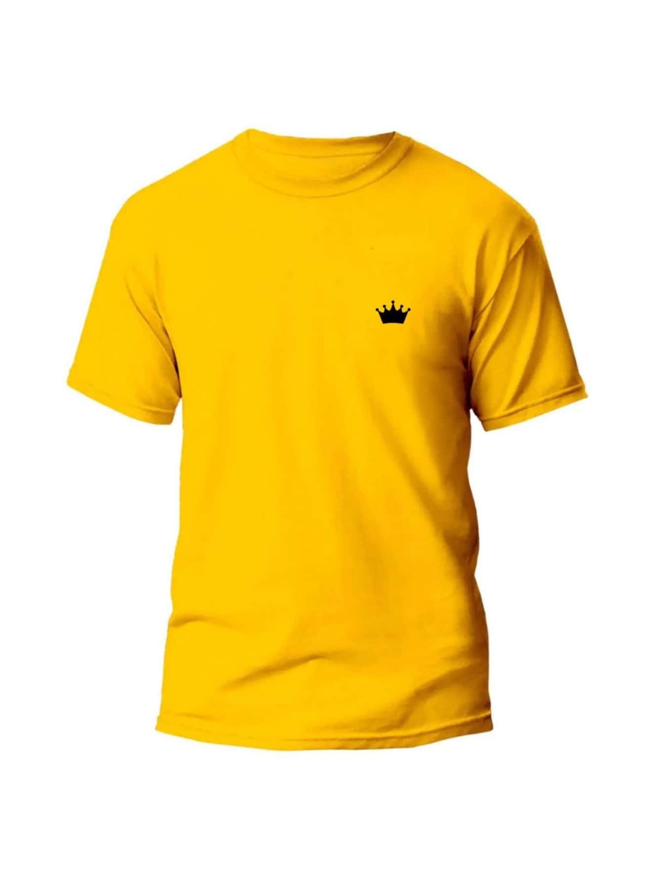 Camiseta Masculina Estampada Coroa Malha 30.1 - Amarelo - Visão 1