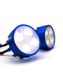 FARO AUXILIAR REDONDO ALUMINIO  LUZ BLANCA ALTA, BAJA Y ESTROBO - Azul - Ver 1