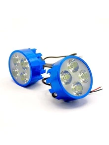 FARO AUXILIAR REDONDO ALUMINIO  LUZ BLANCA ALTA, BAJA Y ESTROBO - Azul - Ver 6