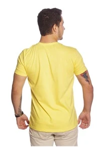 Camiseta Masculina Estampada Coroa Malha 30.1 - Amarelo - Visão 2