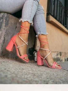 Women Heeled Sandals - 粉色 - 查看 3