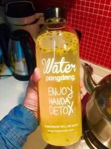 1入組大容量透明塑料水瓶帶英文字母 - 無色 - 查看 3