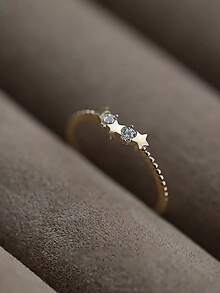ESBERRY 1 PC Star Casual Ring Ladies Jewellery S925 Sterling Silver Yellow Gold Plated Valentine's Day Fine Jewelry Daily Wear Gifts - Gold - View 4