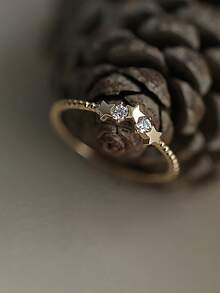 ESBERRY 1 PC Star Casual Ring Ladies Jewellery S925 Sterling Silver Yellow Gold Plated Valentine's Day Fine Jewelry Daily Wear Gifts - Gold - View 3