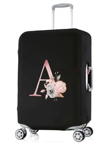 Pink Flower A Letters Suitcase Cover Protector Dust-proof Scratch Resistant Luggage Cover Apply To 18''-32'' Suitcase Accessories - Black - View 3