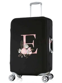 Housse de protection pour valise avec lettres E à fleurs roses, anti-poussière, résistante aux rayures, applicable aux accessoires de valise de 18 à 32 pouces, housse de protection pour bagages - Noir - Voir 3