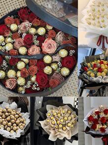 20pcs Chocolate Candy Wrappers Without Lid For Flower Bouquets, Gift Box For Birthday Party And Packaging Supplies - White - View 6