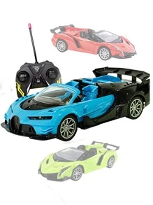 Carrinho De Controle Conversível Acende Faróis 7 Funções Lambo Convexi 1:18 verde vermelho azul - bulgati azul - Visão 1
