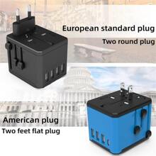 1 個黑色通用旅行轉接器、國際插頭轉接器、6.3a 智慧電源 3.4a3usb1 C 型、電源轉接器旅行充電器、全球插座轉接器、us 至 Eu-uk（c 型/g/a/i 型） - 黑色 - 查看 2