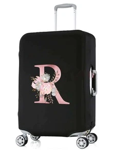Pink Flower R Letters Suitcase Cover Protector Dust-proof Scratch Resistant Luggage Cover Apply To 18''-32'' Suitcase Accessories - Black - View 3