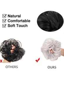 Messy Bun Hair Curls Synthetic Wavy Bun Ponytail Hair Extensions Thick Updo Bun Women Girls 6 Inch, Pale Grayish Brown And Bleached Blonde Suitable For Various Occasions Including Music Festivals, Parties, Cosplayholidays And All Seasons