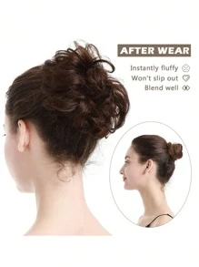 Messy Bun Hair Curls Synthetic Wavy Bun Ponytail Hair Extensions Thick Updo Bun Women Girls 6 Inch, Pale Grayish Brown And Bleached Blonde Suitable For Various Occasions Including Music Festivals, Parties, Cosplayholidays And All Seasons