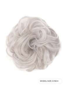 Messy Bun Hair Curls Synthetic Wavy Bun Ponytail Hair Extensions Thick Updo Bun Women Girls 6 Inch, Pale Grayish Brown And Bleached Blonde Suitable For Various Occasions Including Music Festivals, Parties, Cosplayholidays And All Seasons
