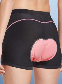 女性騎行長褲帶凝膠靠枕芯,彈力高彈性抗菌透氣自行車騎術短褲健身房短褲 - 粉色 - 查看 2