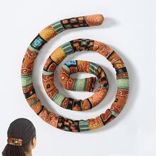 可彎曲的頭帶復古風格金屬線髮圈套裝,彩色螺旋馬尾髮繩適用於長髮