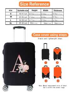 Pink Flower A Letters Suitcase Cover Protector Dust-proof Scratch Resistant Luggage Cover Apply To 18''-32'' Suitcase Accessories - Black - View 2