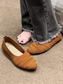 À La Mode Pour Femme Minimaliste À Bout Pointu Ballerines , Ajouré Léger Chaussures Plates - Marron - Voir 1