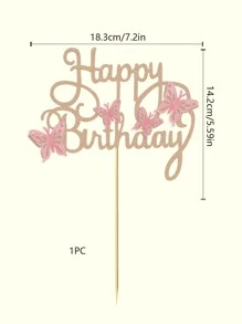 1 件蝴蝶蛋糕装饰，生日快乐蛋糕装饰，适合女士生日快乐蛋糕装饰蝴蝶派对装饰品