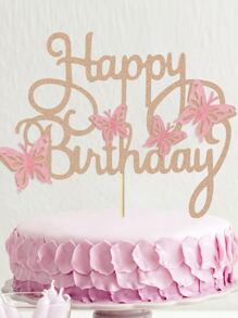 1 件蝴蝶蛋糕装饰，生日快乐蛋糕装饰，适合女士生日快乐蛋糕装饰蝴蝶派对装饰品