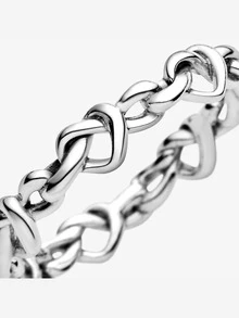 S925 Sterling Silver Intertwined Heart Shaped Ring, Simple & Elegant, Suitable For Couples And Ladies, Perfect For Parties - Silver - View 4