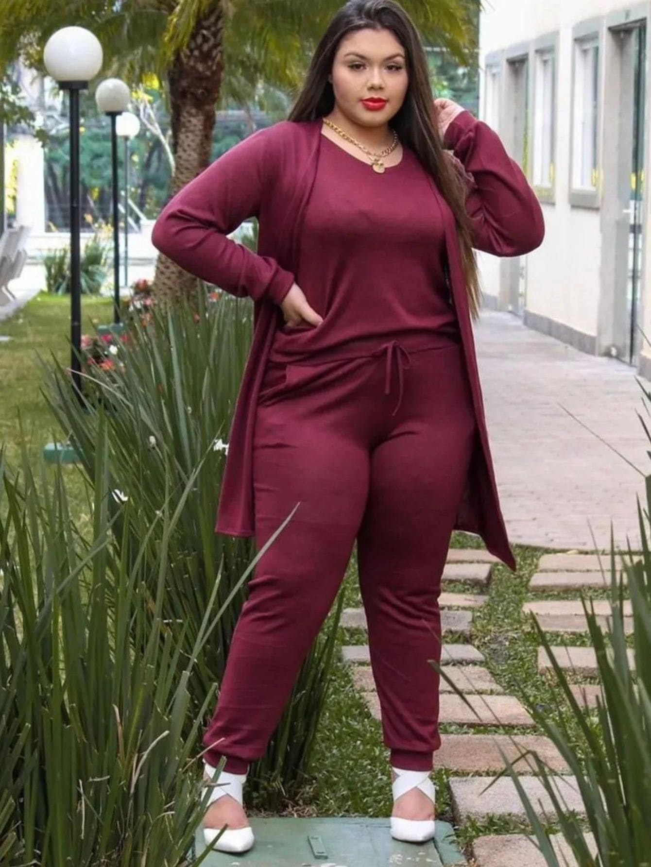 Women Two-piece Outfits - Màu Đỏ Sâu - Xem 1