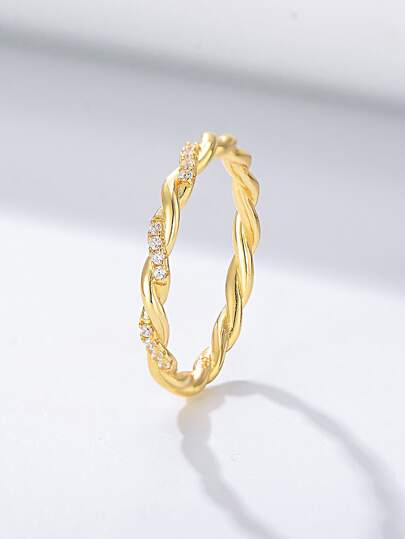 ESBERRY 1 PC Loose Twisted Minimalist Ring Ladies Jewelry S925 Sterling Silver Yellow Gold Plated Fine Jewelry Daily Wear Gifts