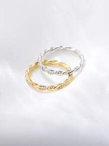 Esberry 1 pieza suelto girante minimalista Anillo señoras Bisutería S925 plata esterlina oro amarillo chapado fino Bisutería uso diario regalos
