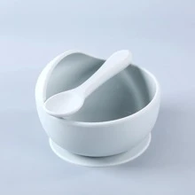 1set Baby Bowl And Spoon Set, Silicone Training Bowl With Suction Cup, Infant Feeding Tableware
