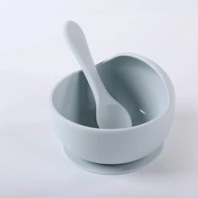 1set Baby Bowl And Spoon Set, Silicone Training Bowl With Suction Cup, Infant Feeding Tableware