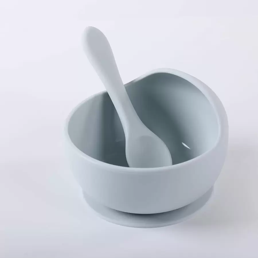 1set Baby Bowl And Spoon Set, Silicone Training Bowl With Suction Cup, Infant Feeding Tableware