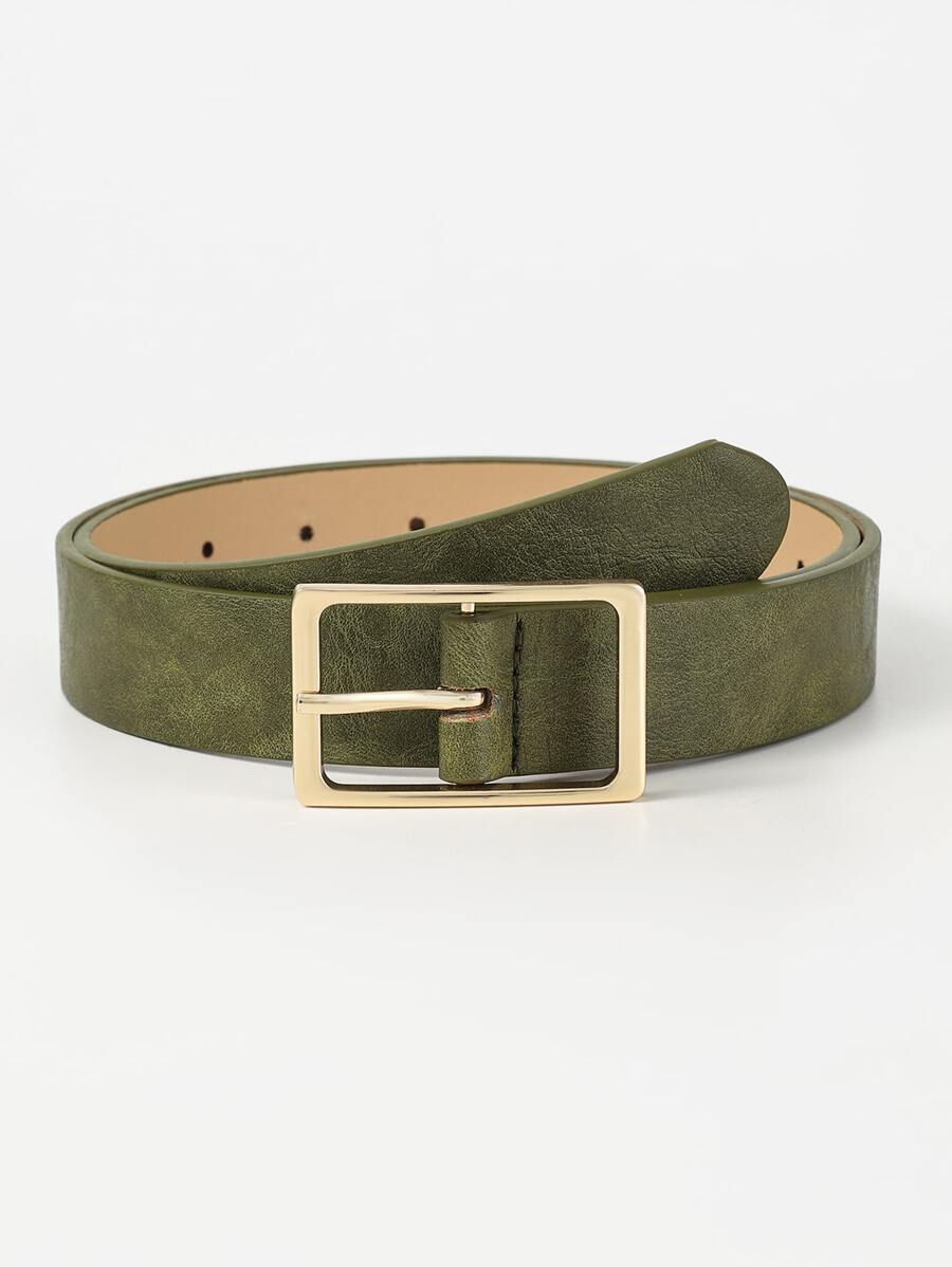 1 条女士多色矩形扣 PU 腰带，适合夏季、秋季、万圣节等日常休闲穿着