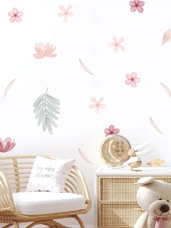 1 pezzo Adesivo da parete con fiori semplice e vintage, dai colori delicati, ideale per il soggiorno di casa, stile boho con foglie di salice e eucalipto, adesivo da parete per decorazioni fai-da-te, decorazioni per la casa in stile bohémien, articoli per la decorazione primaverile per rinnovare la tua casa, adesivi per decorazioni festive, regali per compleanni e lauree