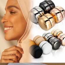 1入組穆斯林磁性胸針絲巾扣頭巾磁扣絲巾夾頂部強力磁性固定 - 黑色 - 查看 5