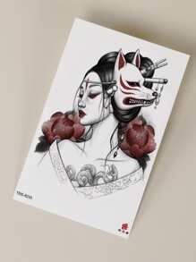 Etiqueta engomada del tatuaje, 1 hoja de tatuajes temporales gráficos de figuras florales para mujeres, pegatinas de tatuajes para adultos, flor de tatuaje realista, para mujeres y niñas - Multicolor - Ver 3