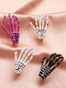 4入組萬聖節女式塑料骷髏手和鬼爪形髮夾，派對裝飾