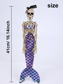 1pc Halloween Decoration Mermaid Skeleton Pendant - Multicolor - View 3