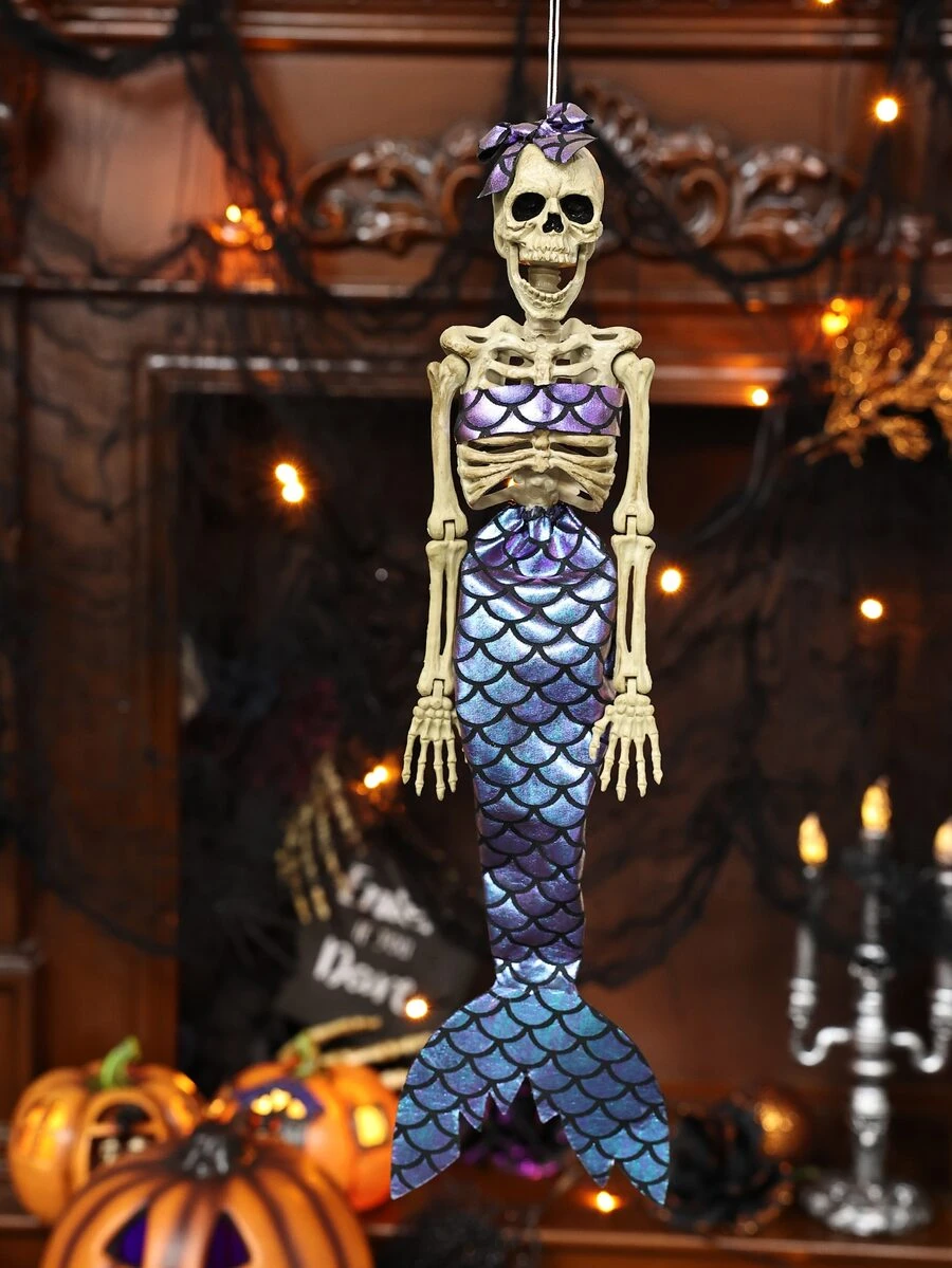 1pc Halloween Decoration Mermaid Skeleton Pendant - Multicolor - View 1