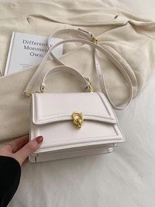 時尚素色女性肩膀斜挎包 - 米色 - 查看 5