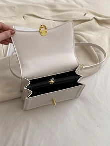 時尚素色女性肩膀斜挎包 - 米色 - 查看 3