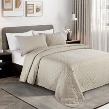 2/3 cái Màu hồng Màu thuần Bộ khăn trải giường ( 1 Ga trải giường + 1/2 Vỏ gối Che phủ Bộ Không có chất độn ) - Màu be - Xem 2